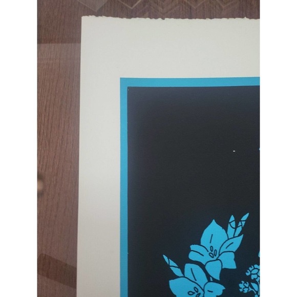 C.S. Shawver Beautiful Blue Floral Black Background Art Lithograph Print 7/90 - Picture 5 of 6